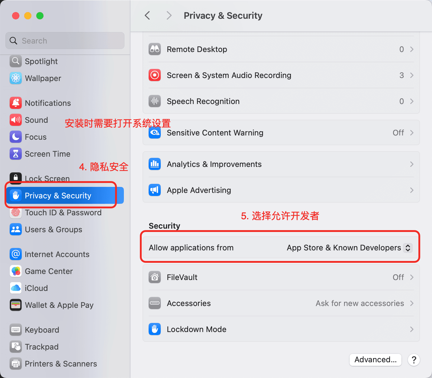 Installation Settings
